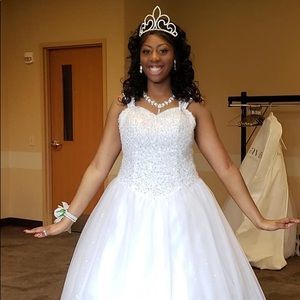 white cotillion gowns